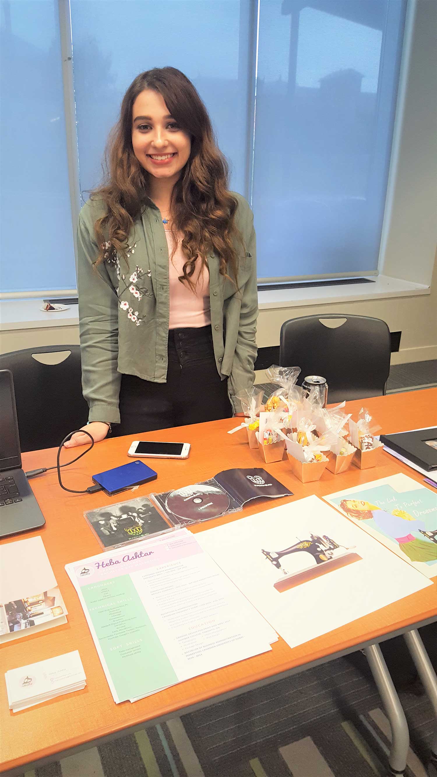student showing print work