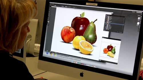 Computer monitor with friut on the screen