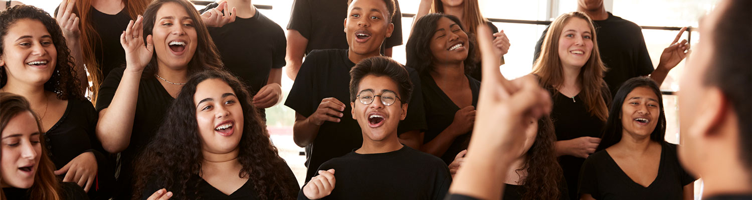 Youth choir group singing