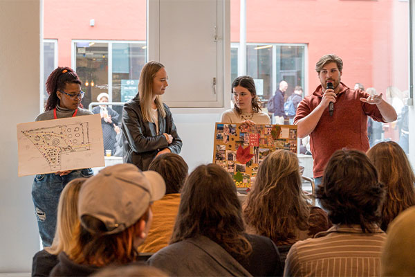 Students making a presentation