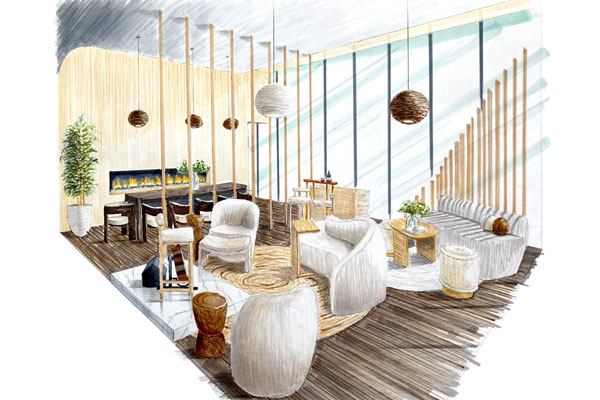 Hand drawn living room design