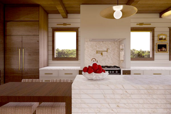 3D render of kitchen design