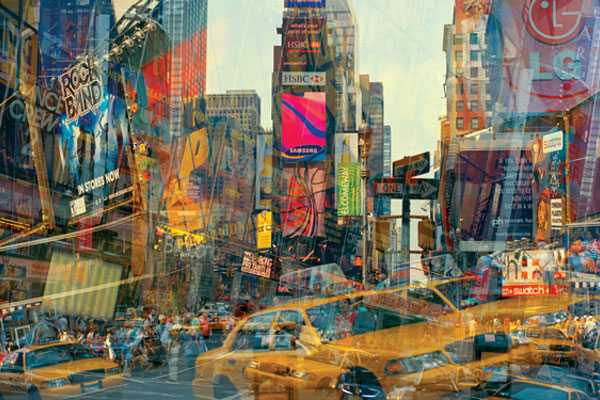 overlayed image of times square