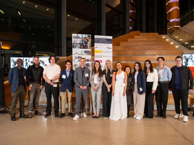 Student award winners pose with Industrial Design faculty members