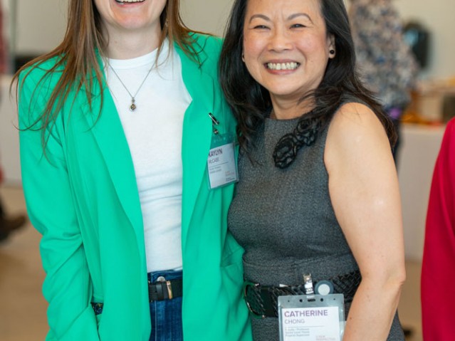 Industrial Design professor Catherine Chong poses for photo with event guest