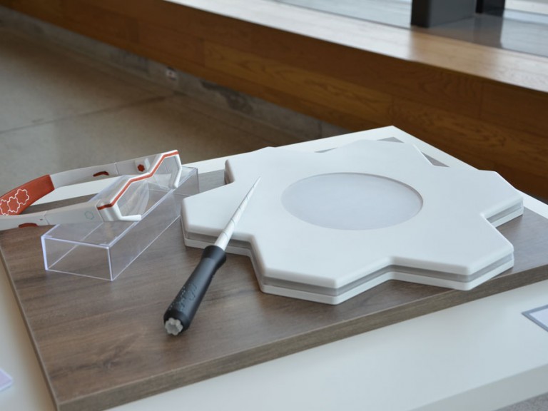 Physical 3D model of glasses, wand and floor tile design