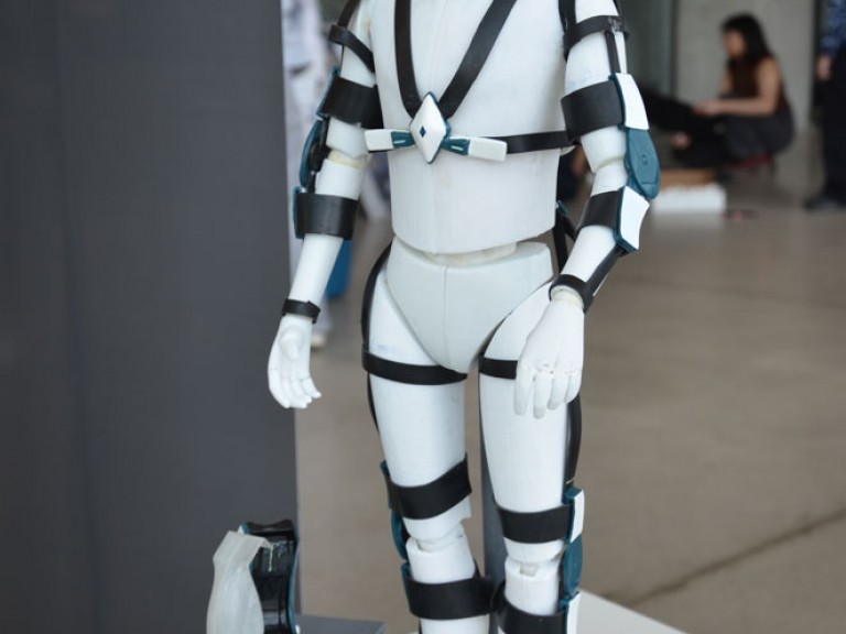 Physical 3D model of figure wearing assistive device design
