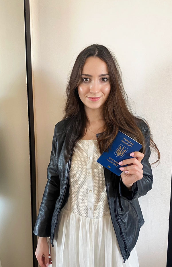 Woman holding passport