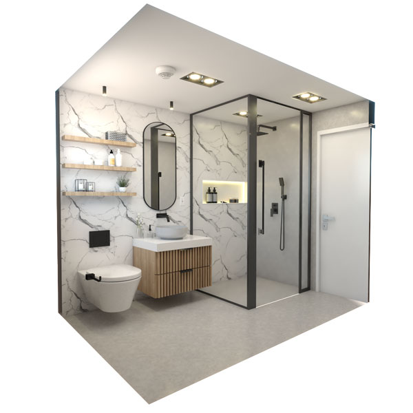 3D render of bathroom design