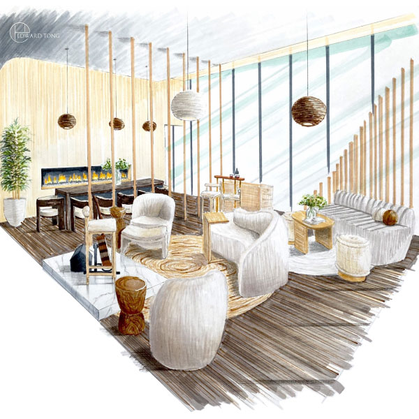 3D drawing of condo interior design