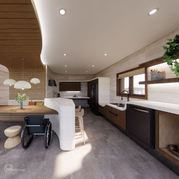 3D render of kitchen design