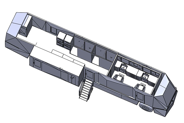 Render of interior of Sentinel mobile services bus design